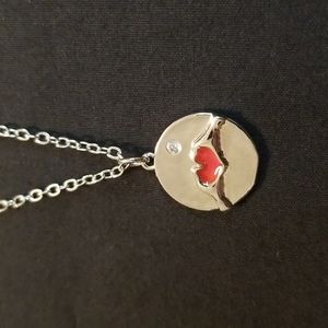 Silver Heart Hands Love Charm Necklace